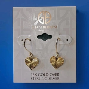 Giani Bernini Earrings 18k Gold Over Sterling Silver Heart Dangle Tower - Picture 1 of 10
