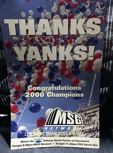 2000 New York Yankees World Series Champs Chevrolet Subway Series 2 Sided Poster - Picture 1 of 2