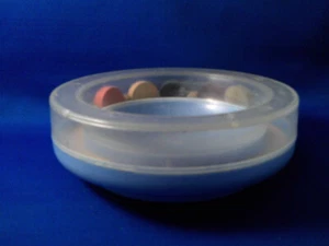 *VINTAGE BABY DISH - HAS WOODEN PCS. INSIDE TO ENTERTAIN BABY USED CONDITION - Picture 1 of 3