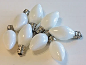 C7 NEW White Opaque Christmas Incandescent Lights 5W 130V, Nickel Bases, 8pcs - Picture 1 of 1