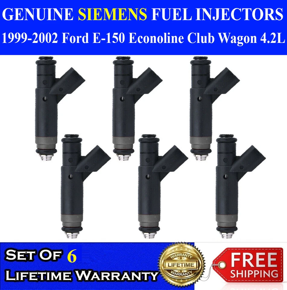 Inyectores de combustible Siemen 1999-2002 Ford E-150 Econoline Wagon 4.2 6 actualizaciones 4 orificios  Foto 1 de 1