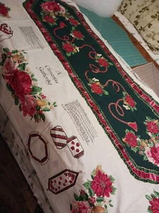 Christmas Gathering  table runner/ applique panel -Wamsutta/ Hallmark 56x 16" +  - Picture 1 of 5