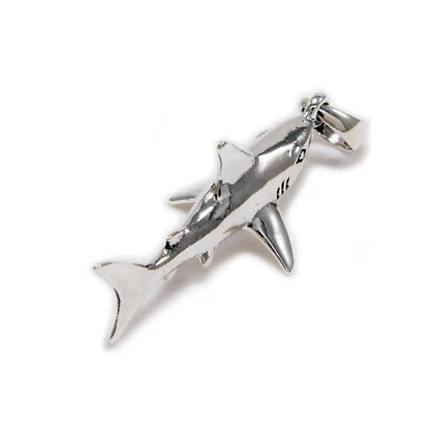 GRAN TIBURÓN BLANCO 925 PLATA ESTERLINA MOTOCICLISTA GÓTICO COLGANTE KH-013 Foto 1 de 4