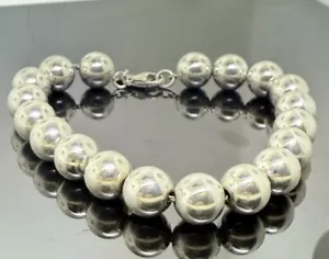 Auténtico brazalete de bola de 10 mm resistente de plata esterlina 925 8" Tiffany & Co. - Imagen 1 de 7