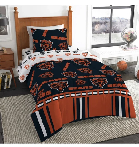 Chicago Bears NFL Twin 4 Piece Comforter Bedding Team Logo Bed in Bag Set Cover