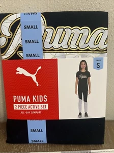 NWT Puma Girl's 2 Piece Short Sleeve Top and Legging Active Set Black Small - Picture 1 of 4