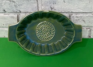 Vintage Savino Stoneware Casserole Dish 8" Brown & Green Embossed Baking Dish - Picture 1 of 12