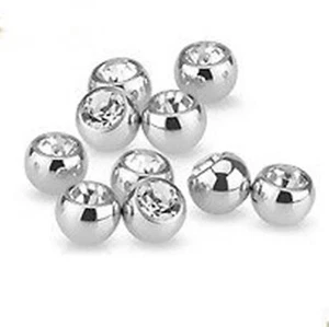 Replacement Balls (2) for 16 Gauge Clear 4mm Gem External Balls Steel  - Picture 1 of 3
