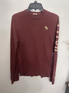 Abercrombie & Fitch M Burgandy Long Sleeve Cotton Moose Shirt - Picture 1 of 5