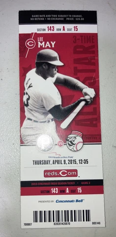 Cincinnati Reds Vs Pittsburgh Pirates Game Day ticket Stub. 4/9/2015 Cover