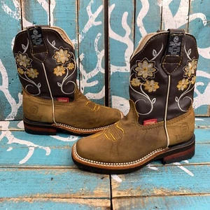 Maury Boots Kids 18.5/12.5C Brown Leather Embroidered Western Handcrafted Worn1X - Picture 1 of 9