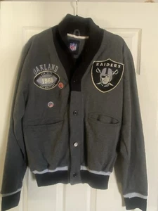 Oakland Raiders Mens Button Down Cardigan Jacket  Size Small  - Picture 1 of 14