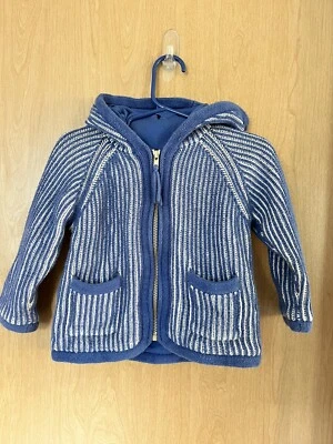 Suéter Hanna Anderson con Cremallera - Talla 80 Azul Blanco Capucha Bolsillos con Cremallera Cálido Foto 1 de 4