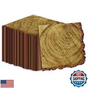 100Pcs Wood Grain Napkins, Disposable Wood Paper Napkins, Brown Birthday Deco - Picture 1 of 5