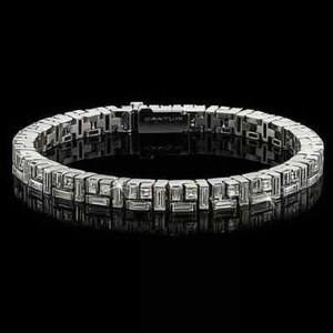 7Ct Baguette Cut Lab-Created Diamond Men's Tennis Bracelet 14k White Gold Plated - Picture 1 of 3