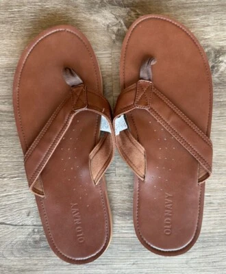 Chanclas OLD NAVY para hombre talla 12 marrón imitación cuero Foto 1 de 4