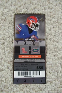FLORIDA GATORS VS OLE MISS REBELS 3/10/2015 BOLETO COMPLETO ~ WILL GRIER (4 TDS) - Imagen 1 de 1