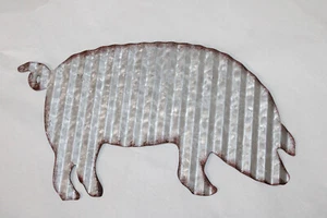 PIG METAL SIGN Rustic Country Primitive Kitchen Home Decor FARMHOUSE BARN HOG - Picture 1 of 6