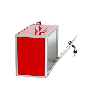 Ballot Box with Slot,Portable Locking Suggestion Box,Red Aluminum Alloy Donation - Picture 1 of 6