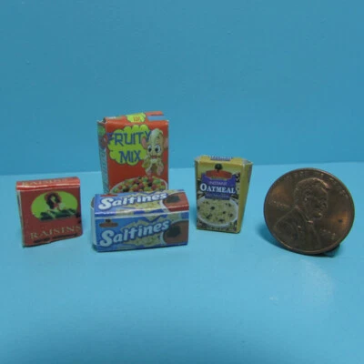 HANDLEY Dollhouse Miniature Detailed Replica Food Grocery Box Set of 4 IM65020