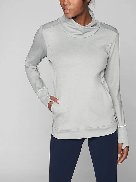 Athleta Stowe Pullover Top Womens Size Small Gray Space Dye 870276