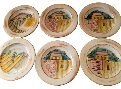 Juego de 6 platos de ensalada VIETRI La Fenice Italia Seacoast 8,5" como nuevos - ¡RARO! Foto 1 de 4