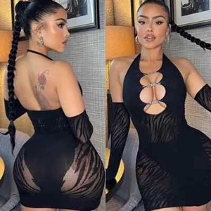 Abito corto a rete lingerie sexy da donna gonna avvolgente babydoll pigiama - Foto 1 di 25