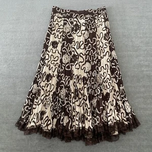 Vintage Y2K Alberto Makali Skirt Women 8 3D Floral Midi Full Brown Beige Rodeo - Picture 1 of 10