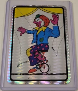 UNICYCLE WIRE RIDING cRaZy CLOWN 1980's PRISM VENDING MACHINE STICKER CARD Kodak - Picture 1 of 3