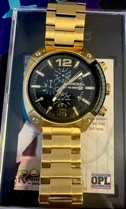 Men's Gold Diesel Overflow Chronograph Steel Watch DZ4342 - Picture 1 of 3