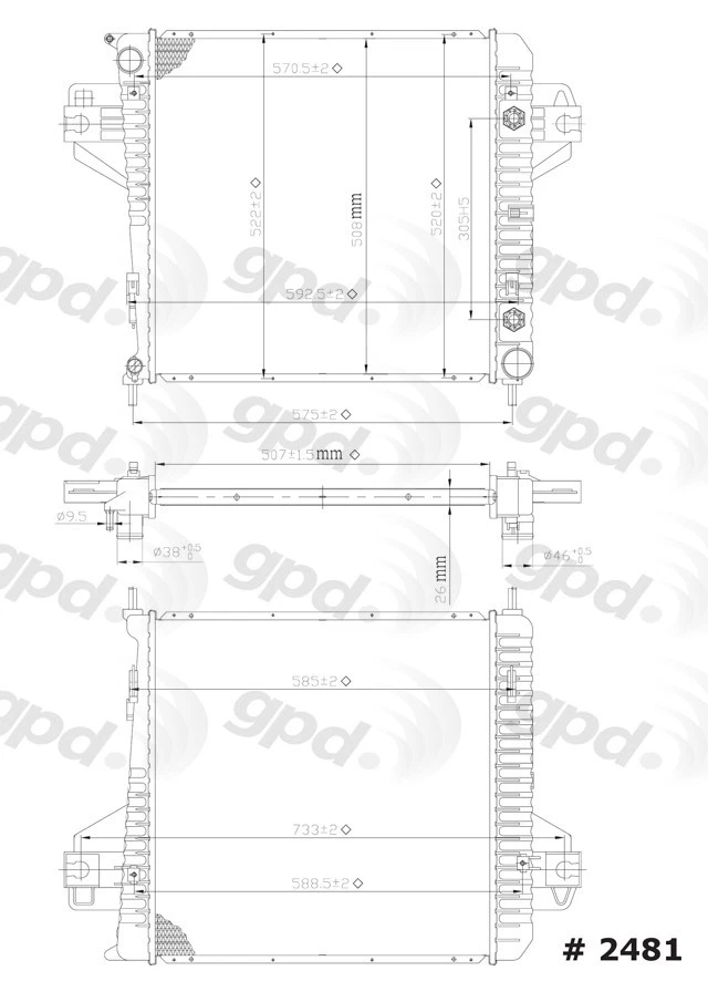 Radiador Global Parts Distributors Llc Global Parts Distributors 2481C Foto 1 de 1