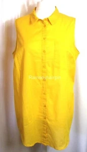 NEW JD WILLIAMS 🌺 SUPERB YELLOW COTTON LONGLINE BLOUSE TOP 🌺 SIZE 22 # 1175* - Picture 1 of 3
