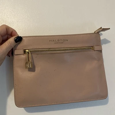 Cartera sin asas múltiple de cuero rosa Halston Heritage sin correas usada Foto 1 de 4