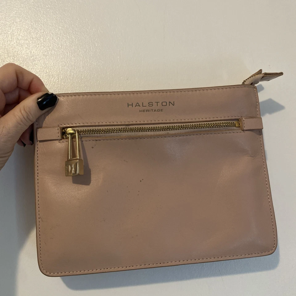 Cartera sin asas múltiple de cuero rosa Halston Heritage sin correas usada Foto 1 de 4