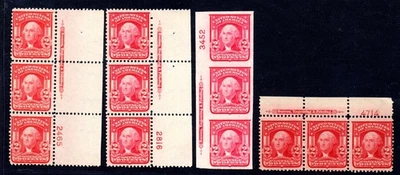 US 1903-1906 SCOTT #319, 320 IN STRIPS OF 3 WITH IMPRINT & PLATE # - Image 1 of 2