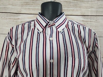 Mens Maus & Hoffman Long Sleeve Button Front Striped USA Made Shirt Size L (H1) - Image 1 of 4