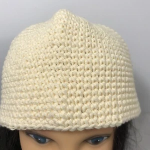 Handmade Knit Hat Beenie Toque Cap Winter Ski Ivory Cream - Picture 1 of 12