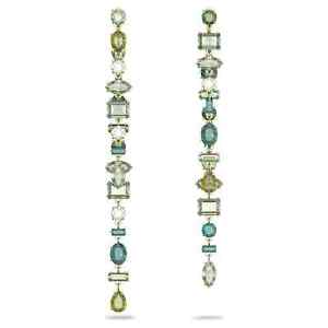 Swarovski Crystal Gema Drop Earrings, Long, Green, Gold-Tone Plated 5613734