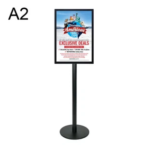 A2 Black Floor Sign Stand / Premium A2 Portrait Poster Holder Free Standing - Picture 1 of 4