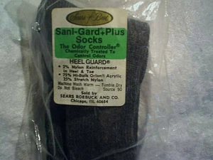 CALCETINES SEARS BEST SANI-GARD PLUS SELLADOS, negros, vintage, protector de talón, Roebuck y compañía - Imagen 1 de 3