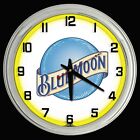 16" BlueMoon Beer Yellow Neon Clock Man Cave Garage Blue Moon