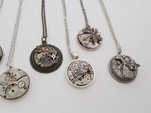 Lot 7 colliers bijoux creation mécanisme de montre steampunk revendeur 