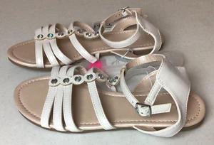 Girls Children's Place Size 3 White Open Toe Sandals with Gemstones - Picture 1 of 11