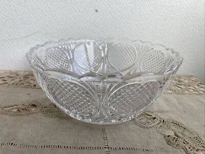 Ancien Saladier Coupe A Fruit Cristal Ciselé Deco Table Rétro  - Photo 1/4