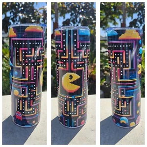 Pac Man Sublimation 20oz Stainless Steel Tumbler New - Picture 1 of 4