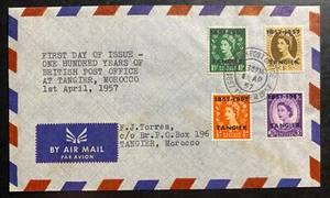 1957 Tanger Morocco British Agencies First Day Cover FDc Post Office Centennial - Picture 1 of 2