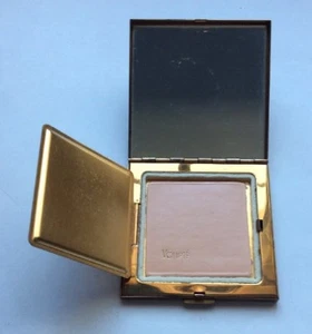 Looks Old Vintage Volupte U.S.A Square Shaped & Striped Gold Tone Powder Compact - Picture 1 of 11