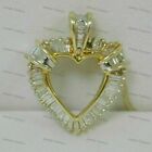 1Ct Baguette Cut Simulated Diamond Heart Pendant Necklace Yellow Plated Silver