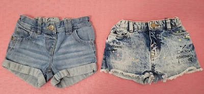 Next, MNG Pantalones Cortos Denim Niños Niñas Talla 4-5 Años Cinturas Ajustables Lote de 2 Foto 1 de 4
