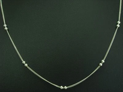 925 Argento Sterling Collier Con Elementi Sferici / Vero Argento/41,1cm/2,0g - Immagine 1 di 3